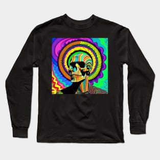 Vibrant Trippy Skull Art 54 Long Sleeve T-Shirt